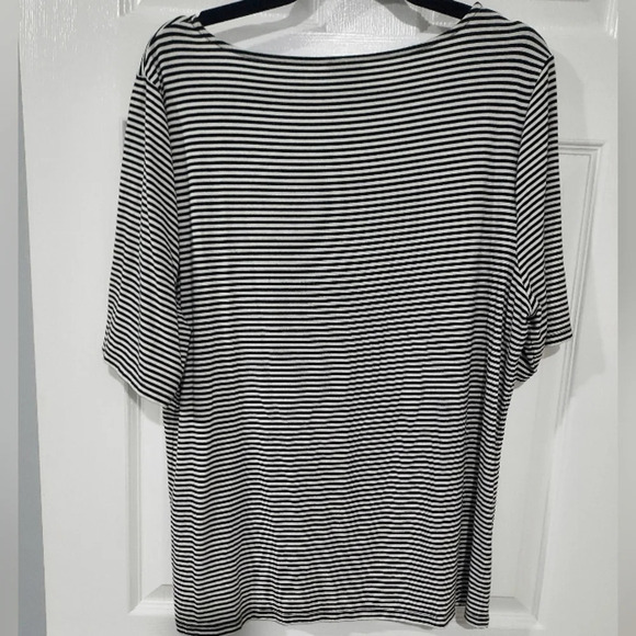 Talbots White and Black Striped Short Sleeve Shirt in Size XL - Picture 8 of 9